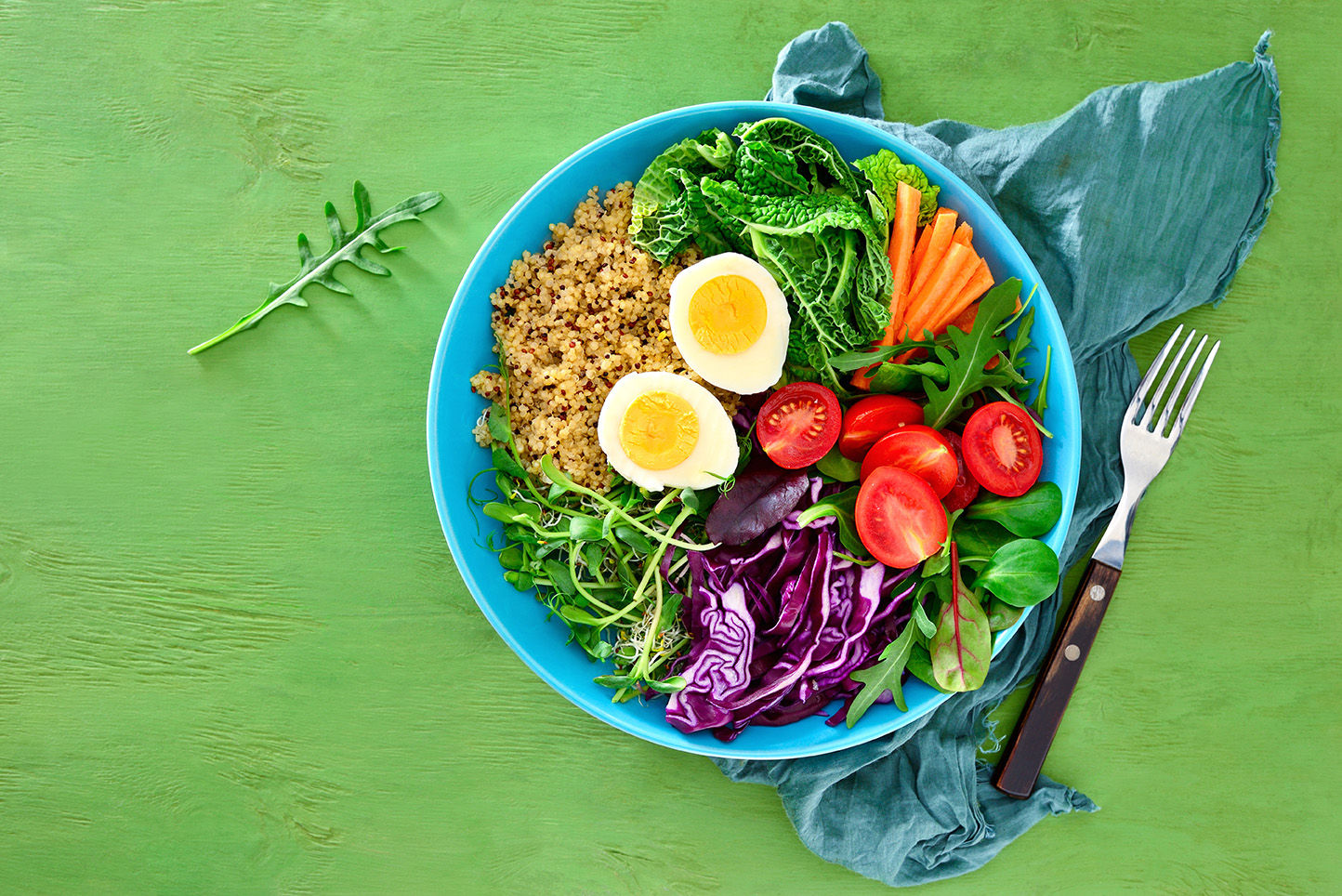 photo with Fresh juicy and crusty buddha bowl healthy meal with quinoa and